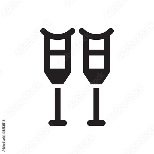 crutches icon - walking stick icon sign symbol vector	