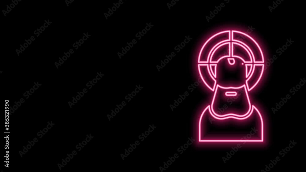 Glowing neon line Jesus Christ icon isolated on black background. 4K Video motion graphic animation Glowing neon line Jesus Christ icon isolated on black background. 4K Video motion graphic animation