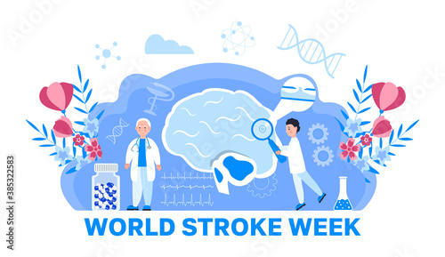 World stroke week concept vector. Neurology healthcare, dementia, Alzheimer metaphor.