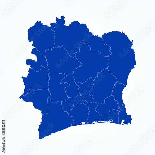 High Detailed Blue Map of Ivory Coast on White isolated background  Vector Illustration EPS 10
