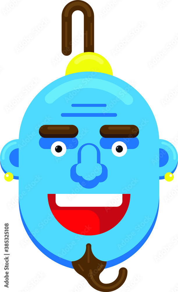 Flat Genie Face Vector, illustration. Flat Genie Face Vector, illustration.