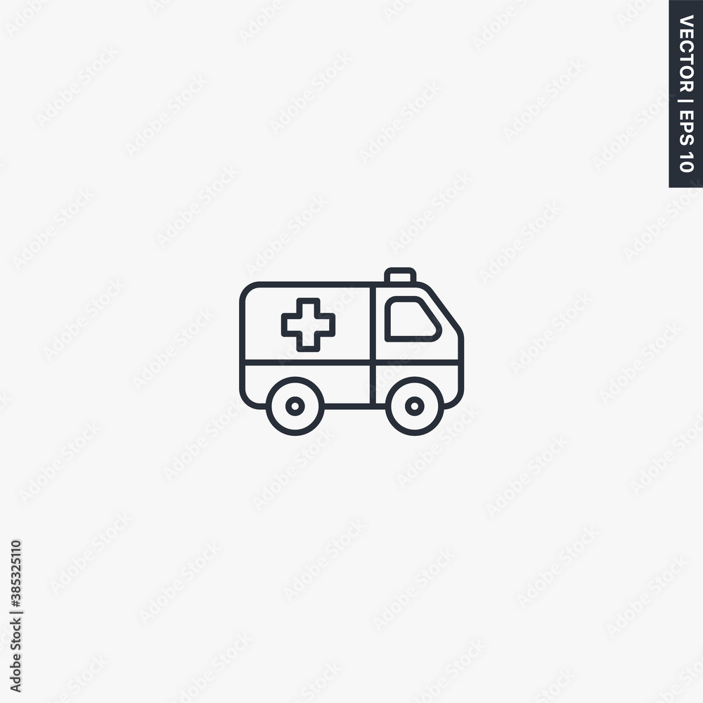 Ambulance, medic transport, linear style sign for mobile concept and web design