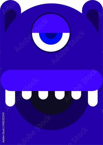 One Eye Monster Face Vector, illustration.