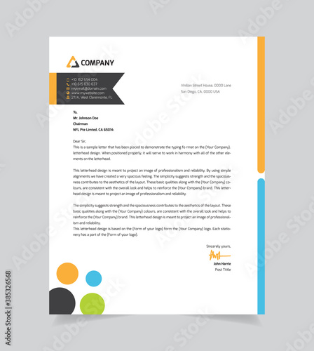 Modern colorful letterhead design Template Vector