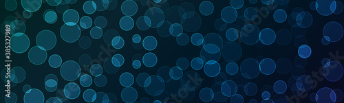 Blue blitter texture. Vector bokeh header. Magical backdrop banner. Geometric circular background