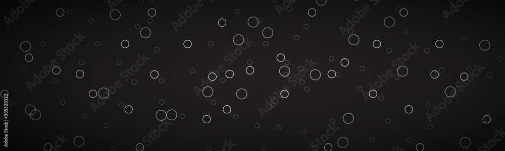 Black abstract header with grey rings. Simple geometric pattern banner. Vector illustration