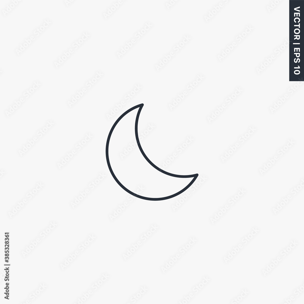 Moon, night, linear style sign for mobile concept and web design Moon, night, linear style sign for mobile concept and web design