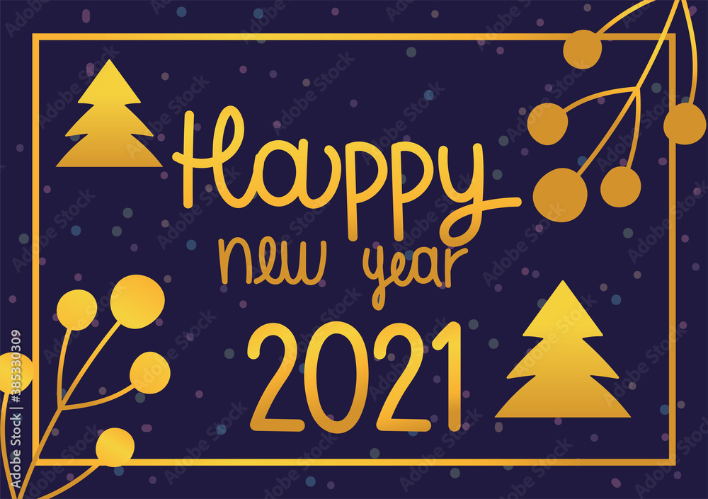 Fototapeta premium happy new year 2021, greeting card party celebration