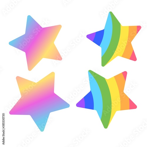Print Hand-drawing silhouette background collection. Vector star with rainbow decoration. Element for design.