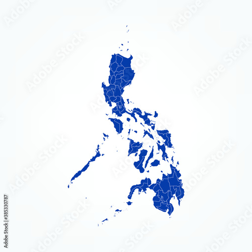 High Detailed Blue Map of Philippines on White isolated background, Vector Illustration EPS 10