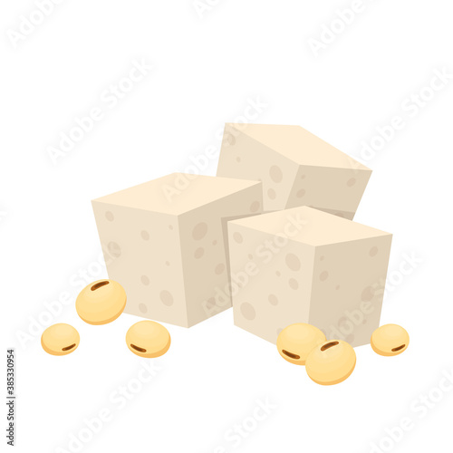 Tofu and Soybean vector. free space for text. ingredient vector.