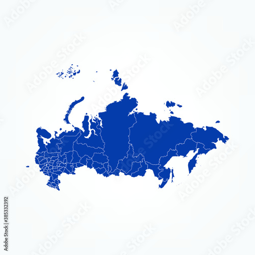High Detailed Blue Map of Russia on White isolated background  Vector Illustration EPS 10