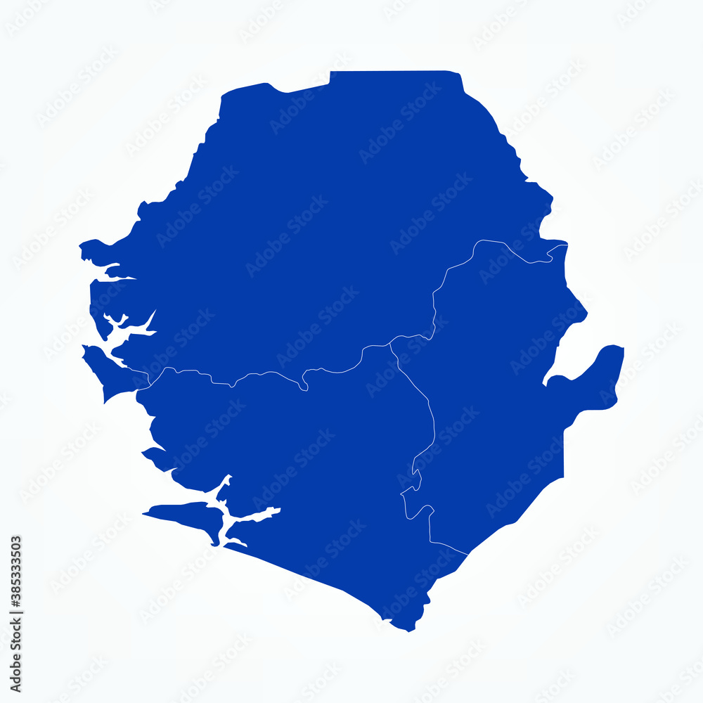 High Detailed Blue Map of Sierra Leone on White isolated background, Vector Illustration EPS 10