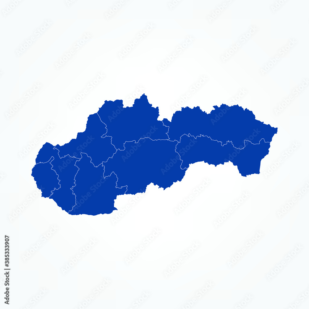 High Detailed Blue Map of Slovakia on White isolated background, Vector Illustration EPS 10