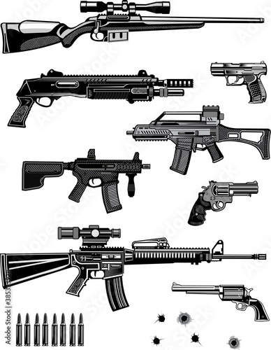 Modern  Guns: automatic weapon  and pistol