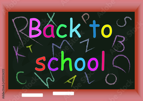 back to school. beautiful multicolored background with pencils on the blackboard