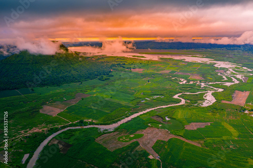 Canvas Print Jom thong mountain viewpoint or Fuji Thailand and Moon river on Nakhon Ratchasima province, Thailand