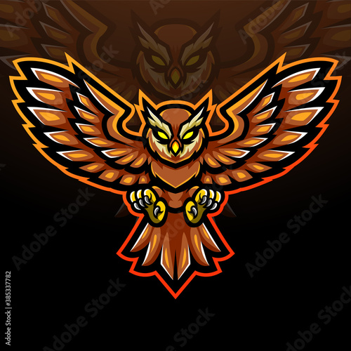 owl bird esport logo mascot design