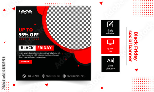 Black Friday  Sale social banner design, Promotional discount social banner design 