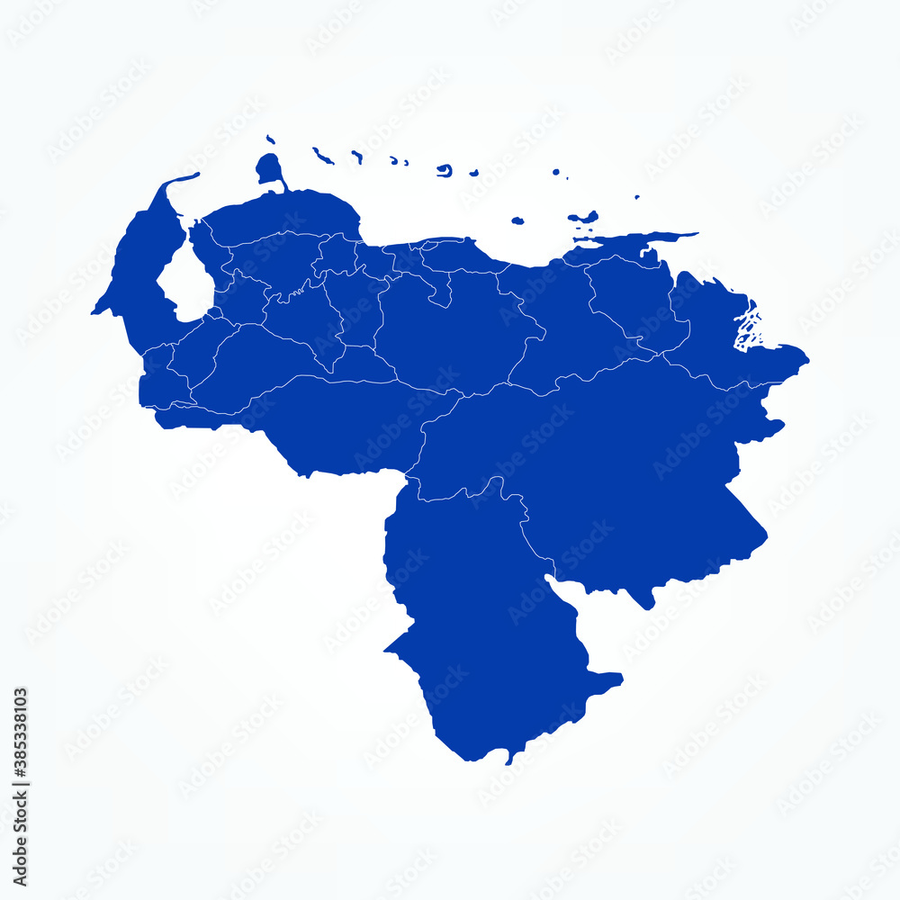 High Detailed Blue Map Venezuela of on White isolated background, Vector Illustration EPS 10