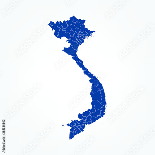High Detailed Blue Map of Vietnam on White isolated background, Vector Illustration EPS 10