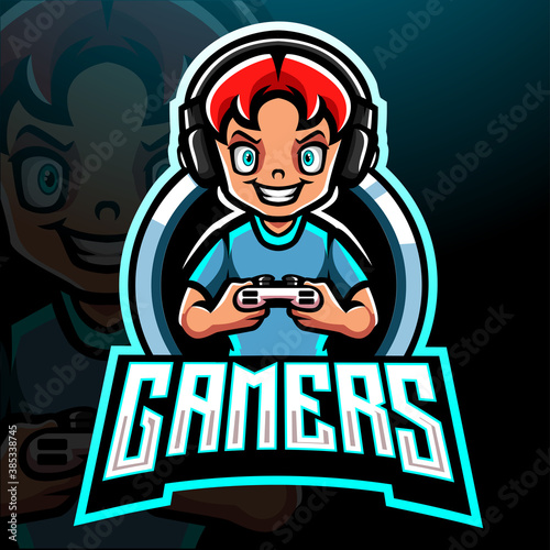 Gamer kid esport logo mascot design