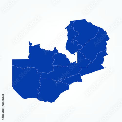 High Detailed Blue Map of Zambia on White isolated background  Vector Illustration EPS 10