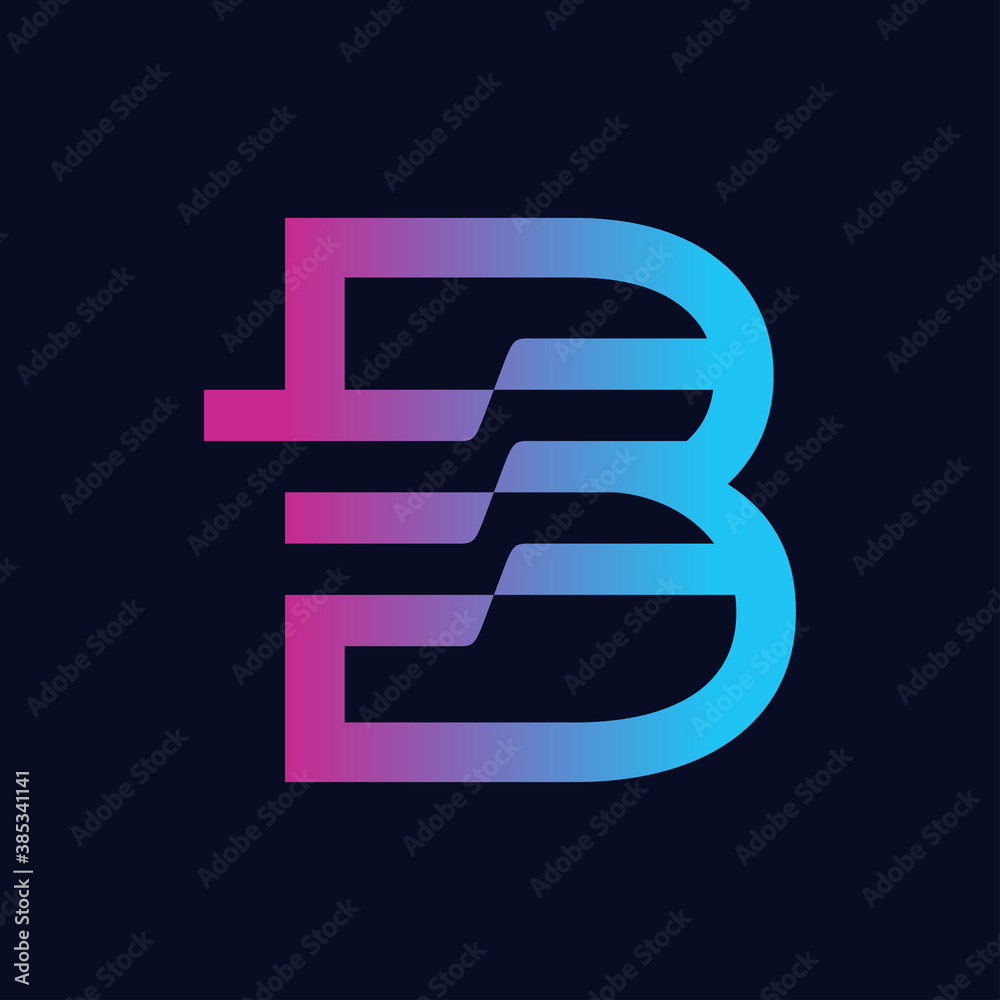 Letter B flow logo icon vector design, Universal fast speed moving, quick flow symbol illustration Letter B flow logo icon vector design, Universal fast speed moving, quick flow symbol illustration