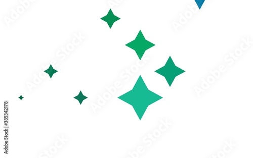 Light Blue  Green vector background with colored stars.