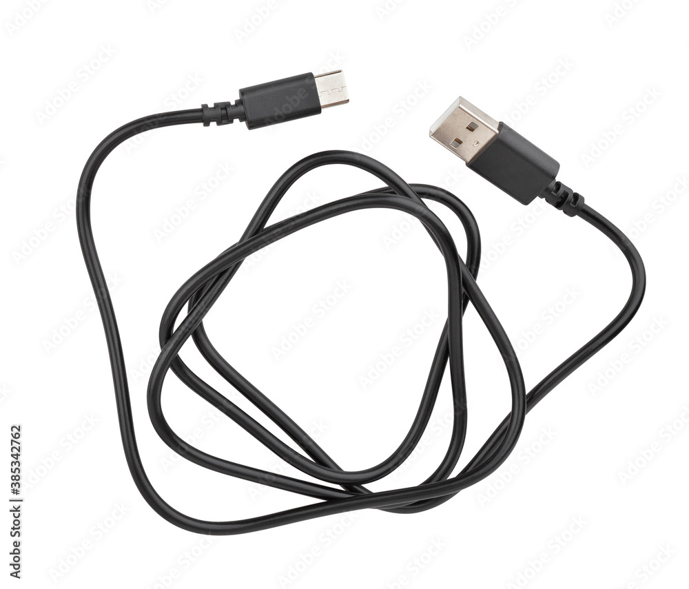 charging cable path isolated on white charging cable path isolated on white