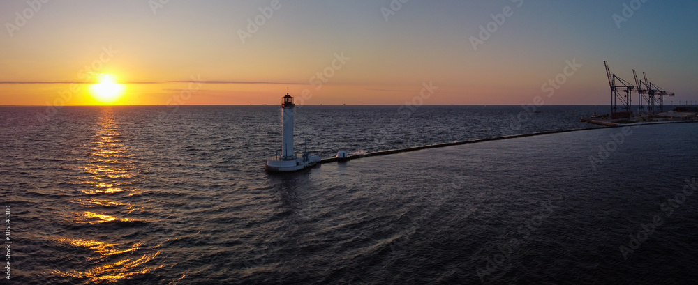 odessa lighthouse at sunrise panorama