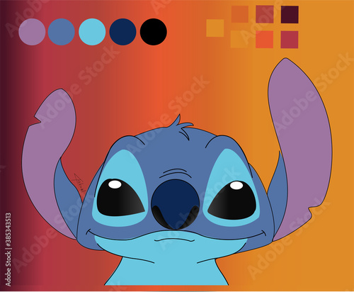 Vászonkép Es un hermoso Stitch, de la serie Lilo y stich, puede servirte de base para hacer un sticker, un dibujo o solo para tenerlo