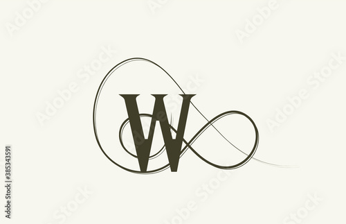 monogram elegant vintage W alphabet letter logo icon. green creative design for company and business