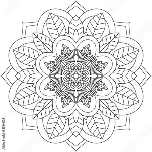 Easy Mandala coloring book simple and basic for beginners, seniors and children. Set of Mehndi flower pattern for Henna drawing and tattoo. Decoration in ethnic oriental, Indian style.