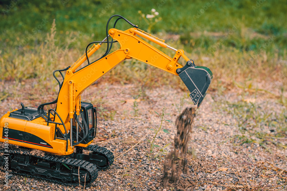excavator on the ground excavator on the ground