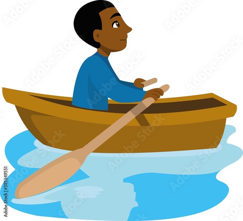 Vector illustration of a person rowing a boat
