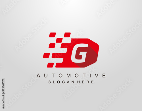 Letter G With Abstract Racing Flag Logo Design. Automotive Icon Template.
