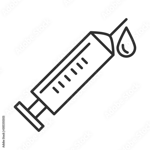 medical syringe medicine treatment equipment line icon