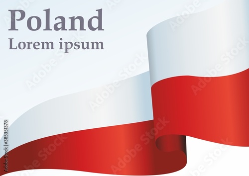 Flag of Poland, Polish flag, Bright, colorful vector illustration.