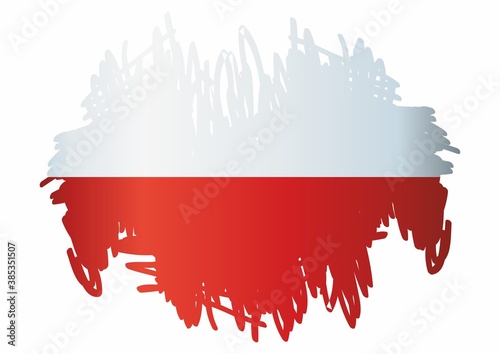 Flag of Poland, Polish flag, Bright, colorful vector illustration.