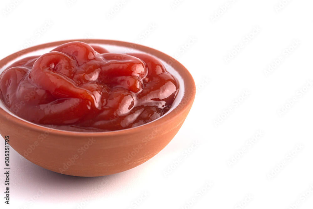 Single Serving of Tomato Ketchup isolated on White Background Single Serving of Tomato Ketchup isolated on White Background