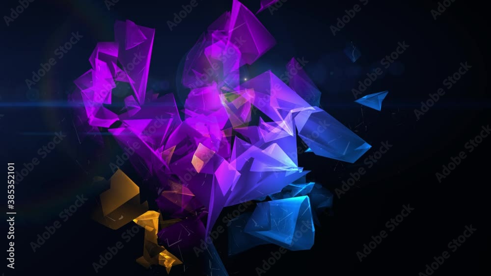 4k Abstract tech color background of geometric shapes. 3d rendering
