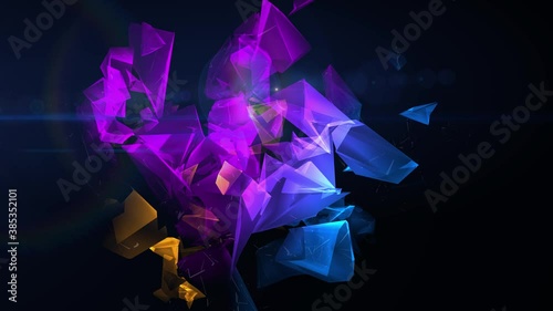 4k Abstract tech color background of geometric shapes. 3d rendering
