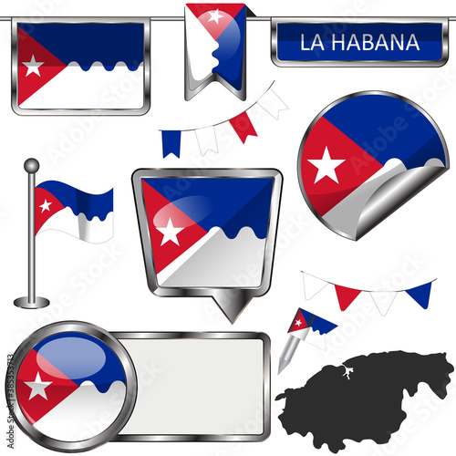 Glossy flags of La Habana, Cuba