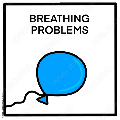Breathing problems hand drawn vector illustration in cartoon comic style interstines