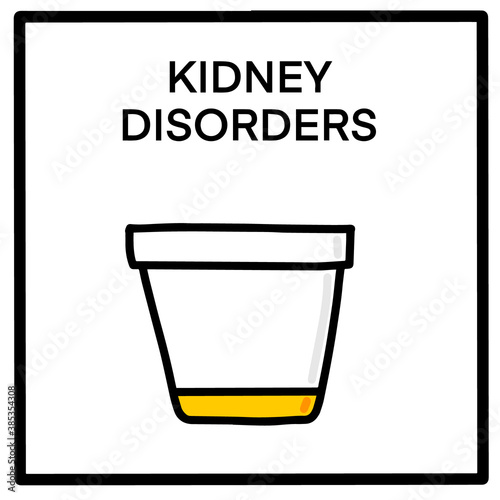 Kidney disorders hand drawn vector illustration in cartoon doodle style icon analysis urine