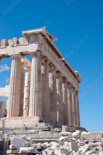 The Acropolis of Athens, Greece, August 2020: Tourist season on the Acropolis during the Coronavirus pandemic