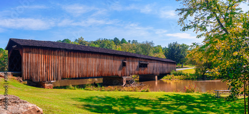 Covered bridge at Watson Mill State Park in Comer Georgia Pano