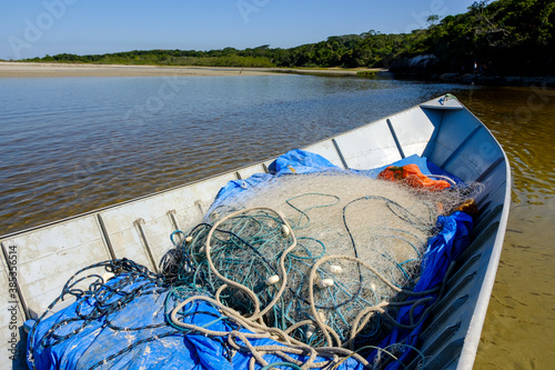 fishing net on the boat photo