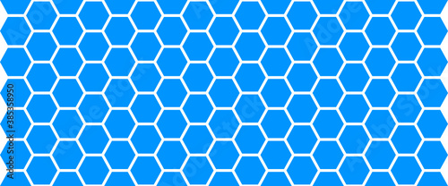 Blue Hexagon seamless pattern. Honeycomb abstract background